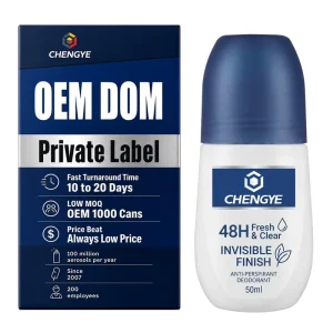 Premium Antiperspirant Roll On Deodorant for Private Label OEM with Custom Formula and Low MOQ 48 Hour Protection 50ml