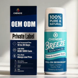 Premium Natural Deodorant Roll On for Private Label OEM with Ocean Coconut Custom Scent and Low MOQ Vegan 75ml