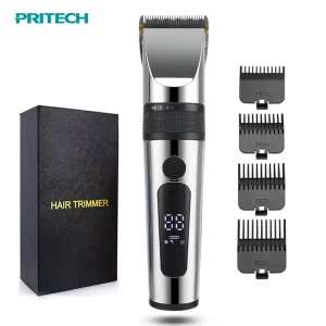 Pritech IPX7 Washable Cordless Hair Trimmer Multi Speeds Rechargeable Clipper Professional Trimmer for Men with 1500mAh Battery