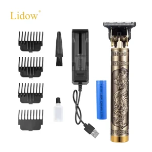 Professional Cordless Dragon Gold Barber Hair Clippers for Men Barber Shaver Trimmer Beard 0mm Hair Cutting Machine