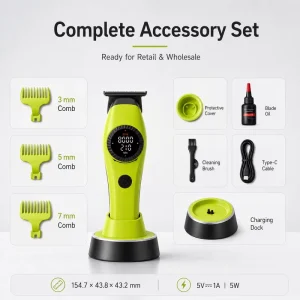 Professional Cordless Hair Clipper for Fade Taper Line up Skin Fade Rechargeable Electric Trimmer Zero Gap Edger Tool