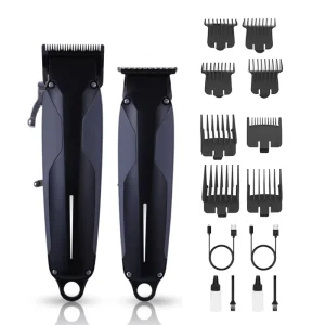 Professional Cordless Hair Clippers T-Blade Trimmer USB-C Rechargeable Li-ion Battery 6000RPM Metal Body Barber Grooming Kits