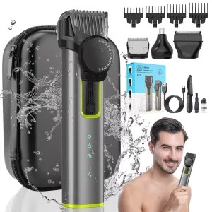 Professional Electric Cordless Stainless Steel Men’s Grooming Kit IPX5 Waterproof Beard Nose Hair Trimmer USB Household Hotel