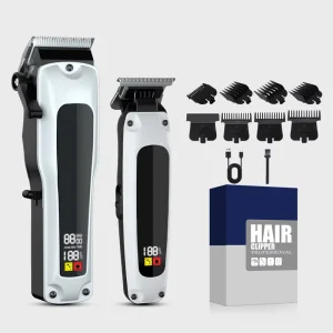 Professional Electric Haircut Machine Large Battery Rechargeable USB Men’s Hair Clipper Trimmer Kit for Barber