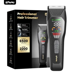 Professional Hair Trimmer 50mm Large Blade 6500rpm Powerful Motor Rechargeable Electric Cordless Barber Clippers for Men
