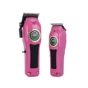 Professional Men’s USB Cordless Hair Trimmer Kit Stainless Steel Barber for Clipper with LCD Display Rechargeable for Household