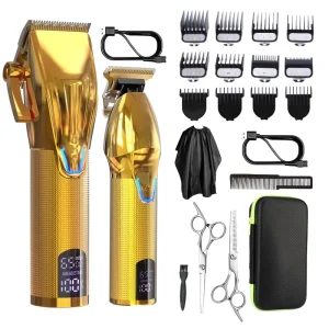 Professional Rechargeable Hair Set Electric Trimmer and Cutter for Men Salon Use Includes Batteries
