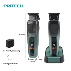 Professional T Blade Hair Trimmer 7500RPM Heavy Duty Motor Barber Clipper Zero Gapped Edger Shaver with Charging Dock