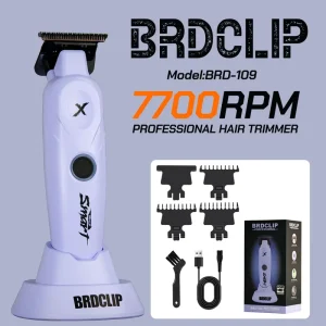Professional T-Blade Hair Trimmer 7700RPM Zero Gap DLC Ceramic Clipper USB-C Cordless Rechargeable Barber Salon Grooming