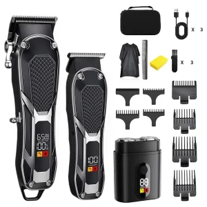 Professional USB Charging Cordless Trimmer Electric Hair Clipper and Shaver Complete Barber Kit for Men