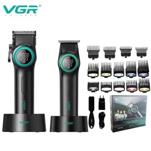 Professional VGR V 001 V 977 STEPLERSS PRO 2 in 1 Combo Kit Set Cutting Machine Electric 9000RPM Barber Hair Trimmer Clipper