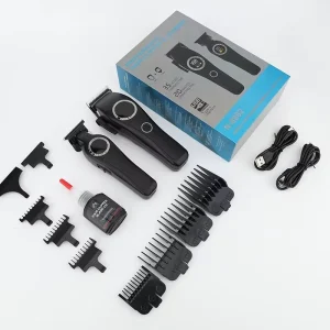 Professional Wireless USB Rechargeable Strong Motor Hair Clippers Trimmer Kit High Speed Adjustable Groomers LCD Display Barber
