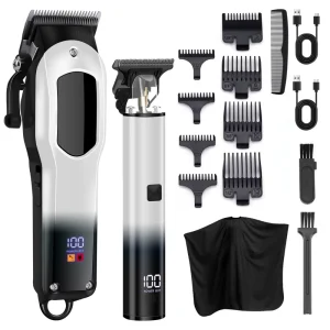 Professional two piece hair trimmer and hair clipper set men’s USB rechargeable hairdressing and beauty set