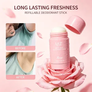 Refillable Deodorant Stick Long Lasting Underarm Sweat Odor Protection Body Antiperspirant Stick Unisex