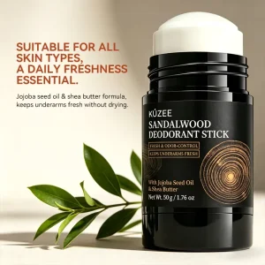 Refreshing Underarm Antiperspirant Long Lasting Herbal Sandalwood Deodorant Stick with Jojoba Seed Oil and Shea Butter Unisex