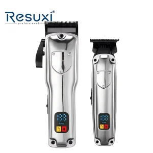 Resuxi Metal Big Gold Silver Men Stylists Custom Barbers Professional Cordless Electric Hair Clipper Hair Trimmer