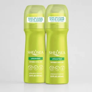 SHEOSEA Herbal Unscented Invisible Roll on Antiperspirant Deodorant Soft Skin Friendly 24 Hour Protection for All Day Freshness