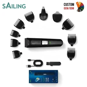 ST3 1007 2SAILING Professional All in One Barber Clippers Trimmer 8000RPM 6 Combs Nose Ear Type C 600mAh Cordless Salon Grooming