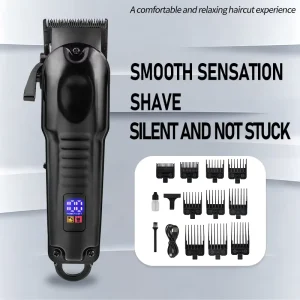 USB Rechargeable Barber Hair Clipper LCD Digital Screen Electric Hair Trimmer with Multi Size Limit Combs for Men DIY Haircut