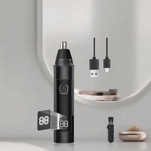 USB Rechargeable Nose Hair Trimmer LED Display Eyebrow Facial Trimmer Men Women Painless Plastic