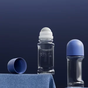 Unique Design Custom Logo Empty Portable PET Cylinder Roll-On 50ml Fragrance Deodorant Antiperspirant Bottle