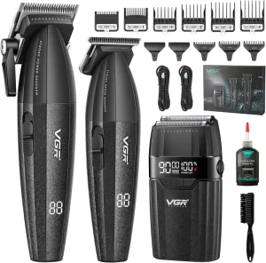 VGR V 640 S3 DLC Blade 9000RPM Barber Combo Rechargeable Professional Hair Cipper Salon Professional Hair Trimmer