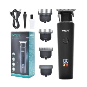 VGR937 Electric LCD Hair for Salon Grade Haircutting Oily Hair Styling Carving Trimmer Stainless Steel Blades Washable
