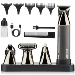 Waterproof Hair Clipper Men Multi Function Rechargeable Cordless Electric Razor Beard Hair Trimmer 4 in 1 Usb Gray