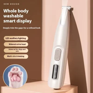 Waterproof Pet Hair Trimmer for Cats & Dogs Portable Pet Grooming Tool with LED Light & Rechargeable Battery for Traveling Outing