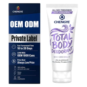 Whole Body Deodorant Cream for Women with Coconut Scent 72 Hour Odor Control Long Lasting Tropical Fragrance Aluminum Free 75ml
