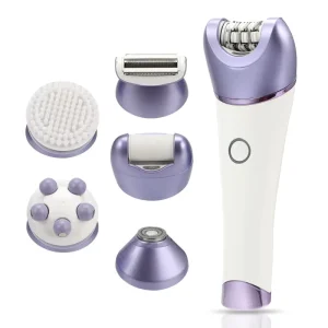 Women’s Tweezer Epilator Rechargeable IPX7 Waterproof Wet Dry Electric Face Cleaning Brush Stainless Steel Blade Hair