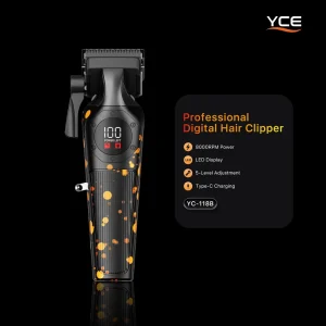 YC 118B Electric Hair Clipper 8000RPM LED Display 2000mAh Cordless Barber Trimmer Plastic Handle 5 Level Taper Control